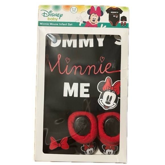 Minnie Mouse Baby Girl Outfit Short Sleeve Bodysuit Booties & Hat Set - Picture 2 of 7